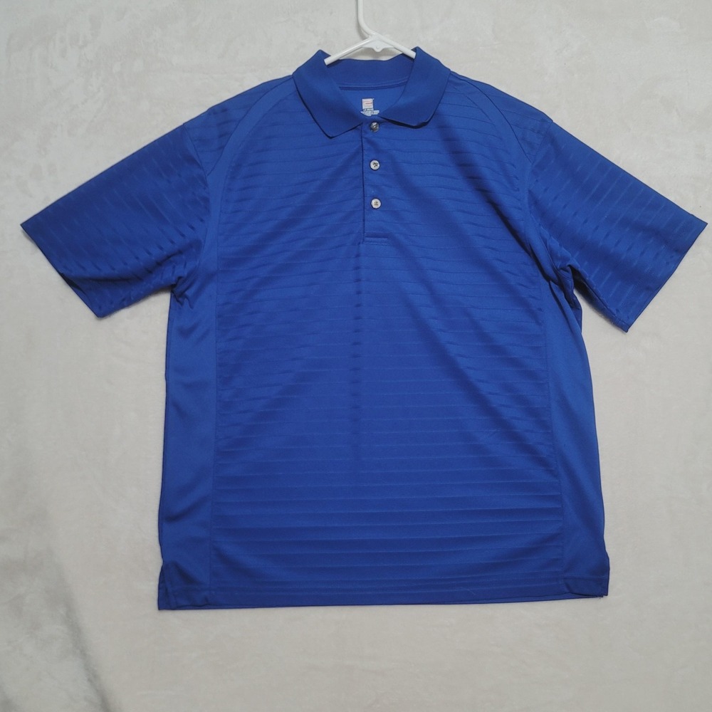 2 Under Polo Shirt Mens Large Blue Striped Golf‎ Performance Athletic 42 44
